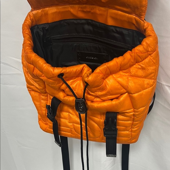 Diesel Orange Quilted Nylon Backpack with Black Hardware - Picture 4 of 12